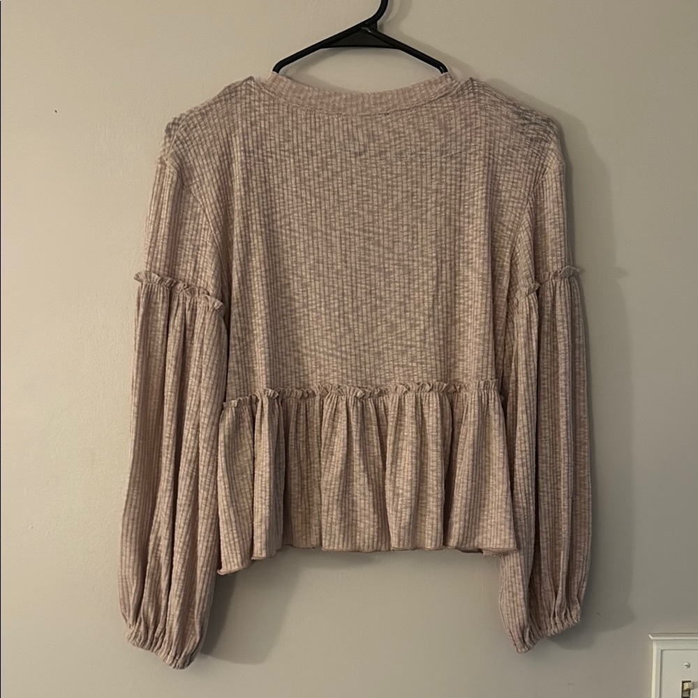 Altered State Women's Beige Ruffled Top - Picture 3 of 5